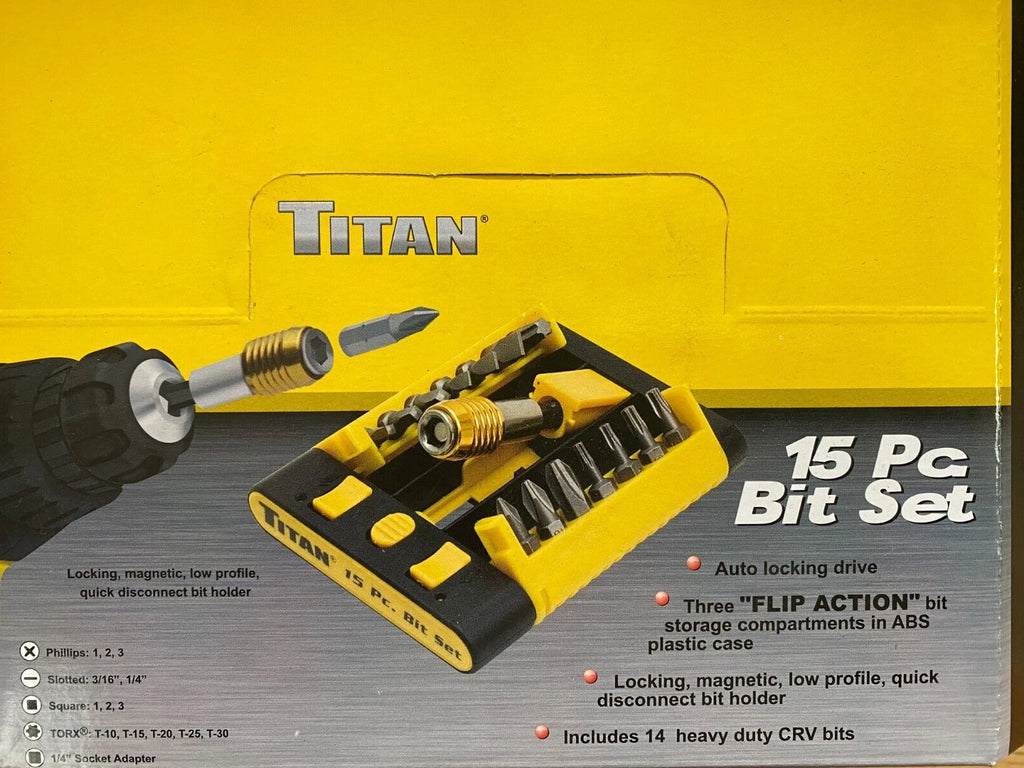 Titan Tools 16016 Bit Set, 15 Piece Bit Holder