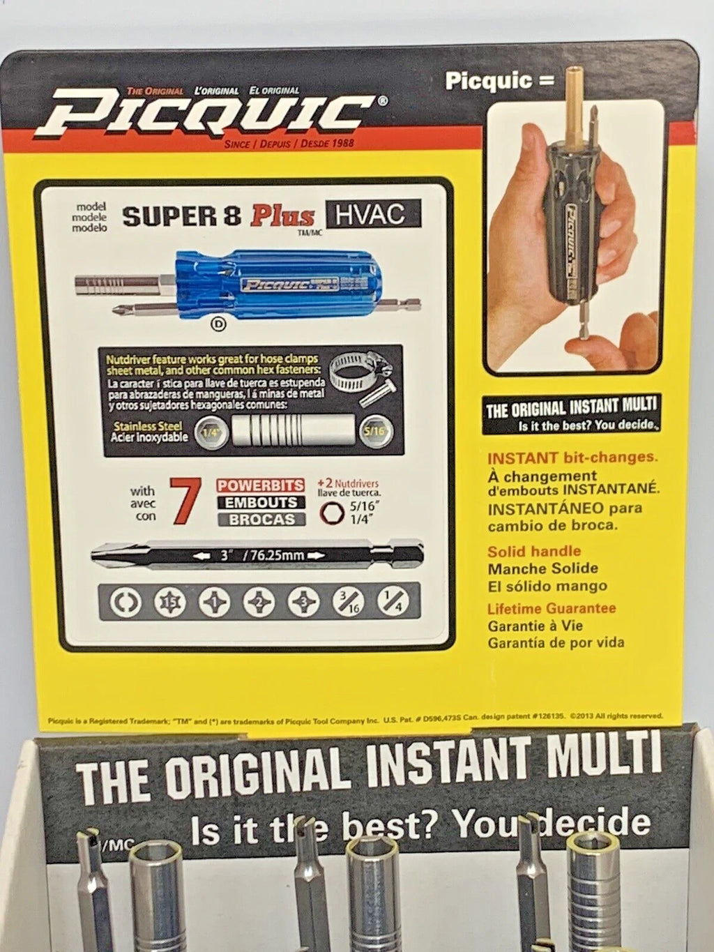 PICQUIC SUPER 8 Plus HVAC Hex Multi-Bit Screwdriver w/ Schrader Valve Bit