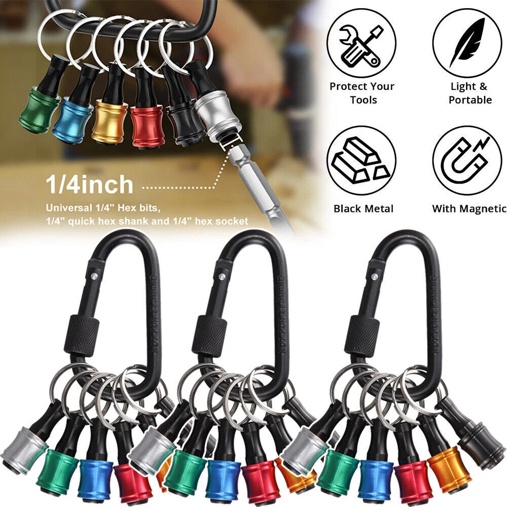 1/4" Hex Shank Quick Release Keychain Screwdriver Drill Bit Holder Bit Set 28PCS