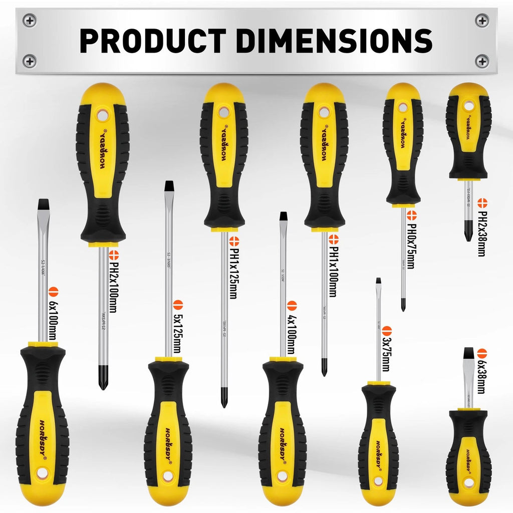 11-piece Magnetic Screwdriver Set with Case, 5 Phillips & 5 Flat Head Tips wi...