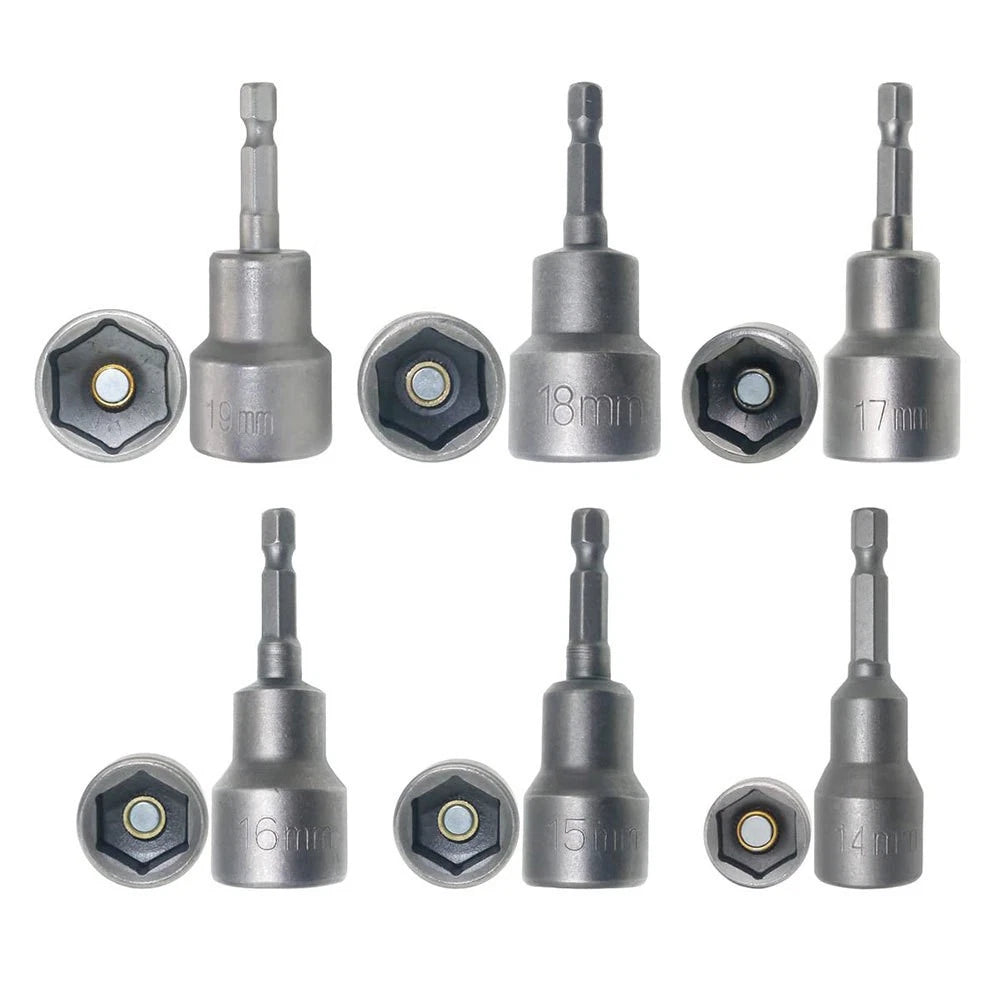 14Pcs Impact Magnetic Nut Driver Set 6-19mm Metric Power Drill Bit 1/4 Hex Shank