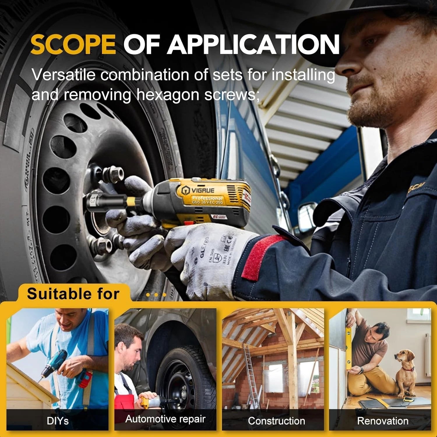 VIGRUE 46PCS Nut Driver Set for Impact Drill, Magnetic and Deep Nut Drivers, Met