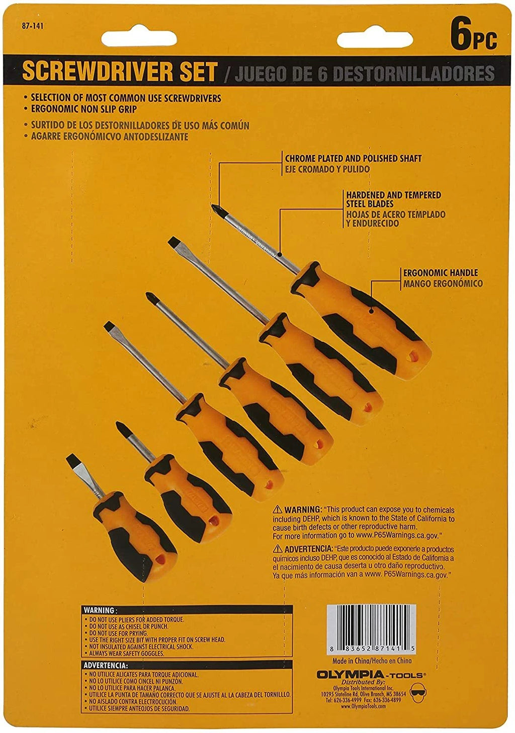 Olympia Tools 6 Pc Screwdriver Set, 87-141