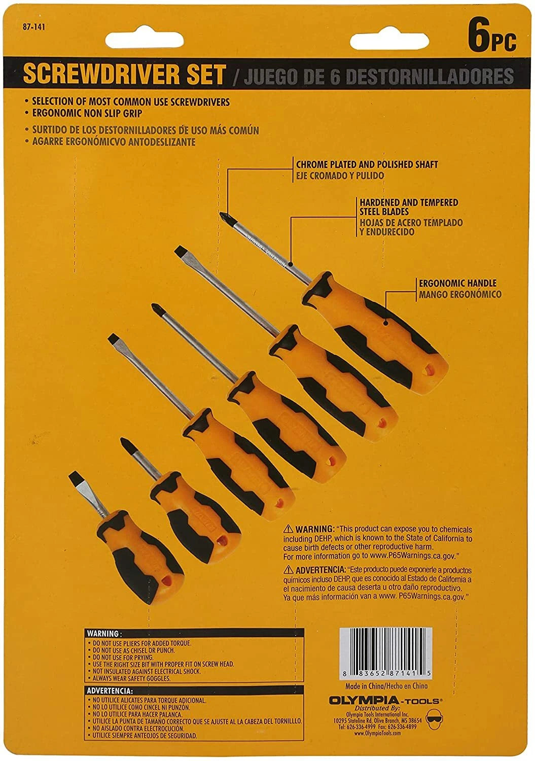 Olympia Tools 6 Pc Screwdriver Set, 87-141