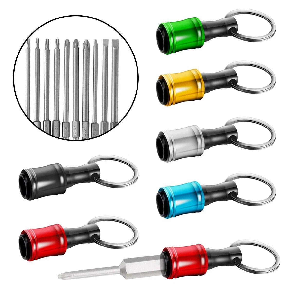 1/4" Hex Shank Quick Release Keychain Screwdriver Drill Bit Holder Bit Set 28PCS