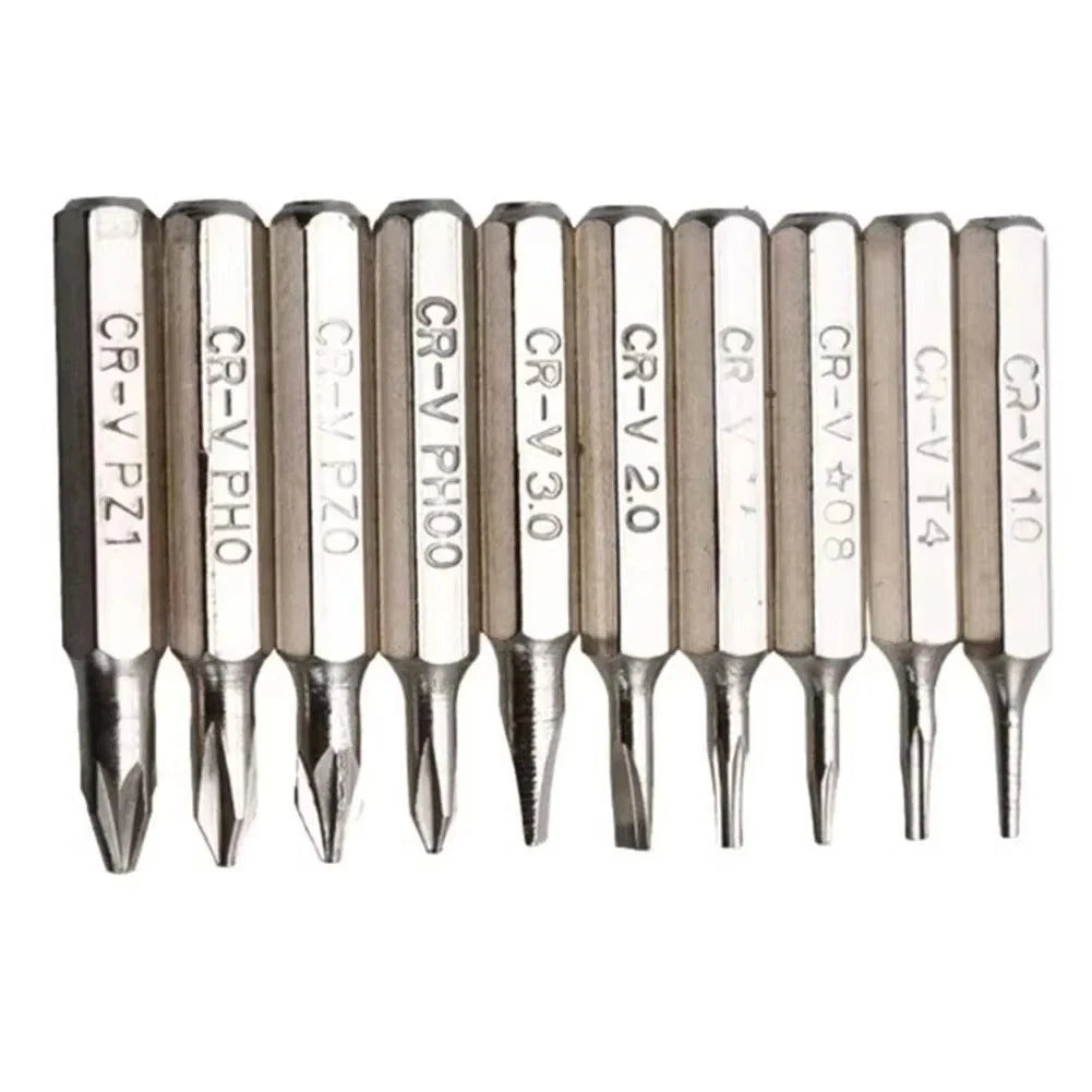10PCS CR-V Screwdriver Bits Set PH00 PH0 PZ1 PZ0 SL3 SL2 SL1 T5 T4 Mobile Bits