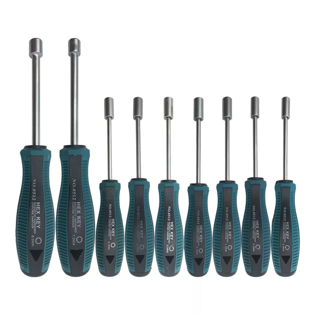 9pcs Screwdriver Set Steel Socket Hex Torque Wrench Multitool Handle PP+TPR