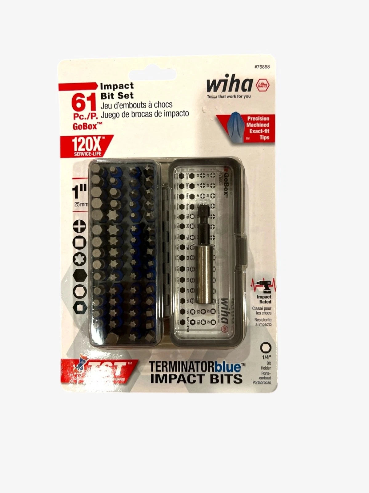 NEW Wiha 76868 61 Piece Impact Bit Set GoBox 1/4” Hex Screwdriver Tips Tools