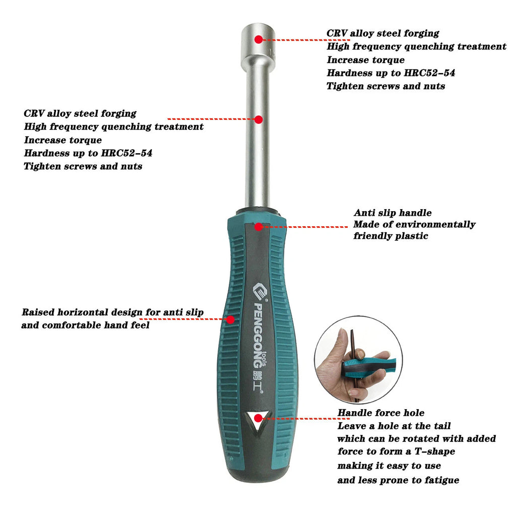 9pcs Screwdriver Set Steel Socket Hex Torque Wrench Multitool Handle PP+TPR