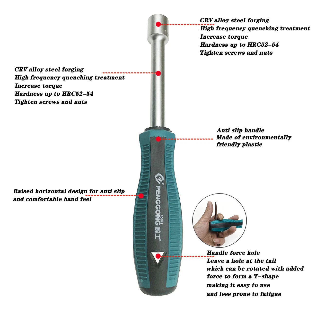 9pcs Screwdriver Set Steel Socket Hex Torque Wrench Multitool Handle PP+TPR