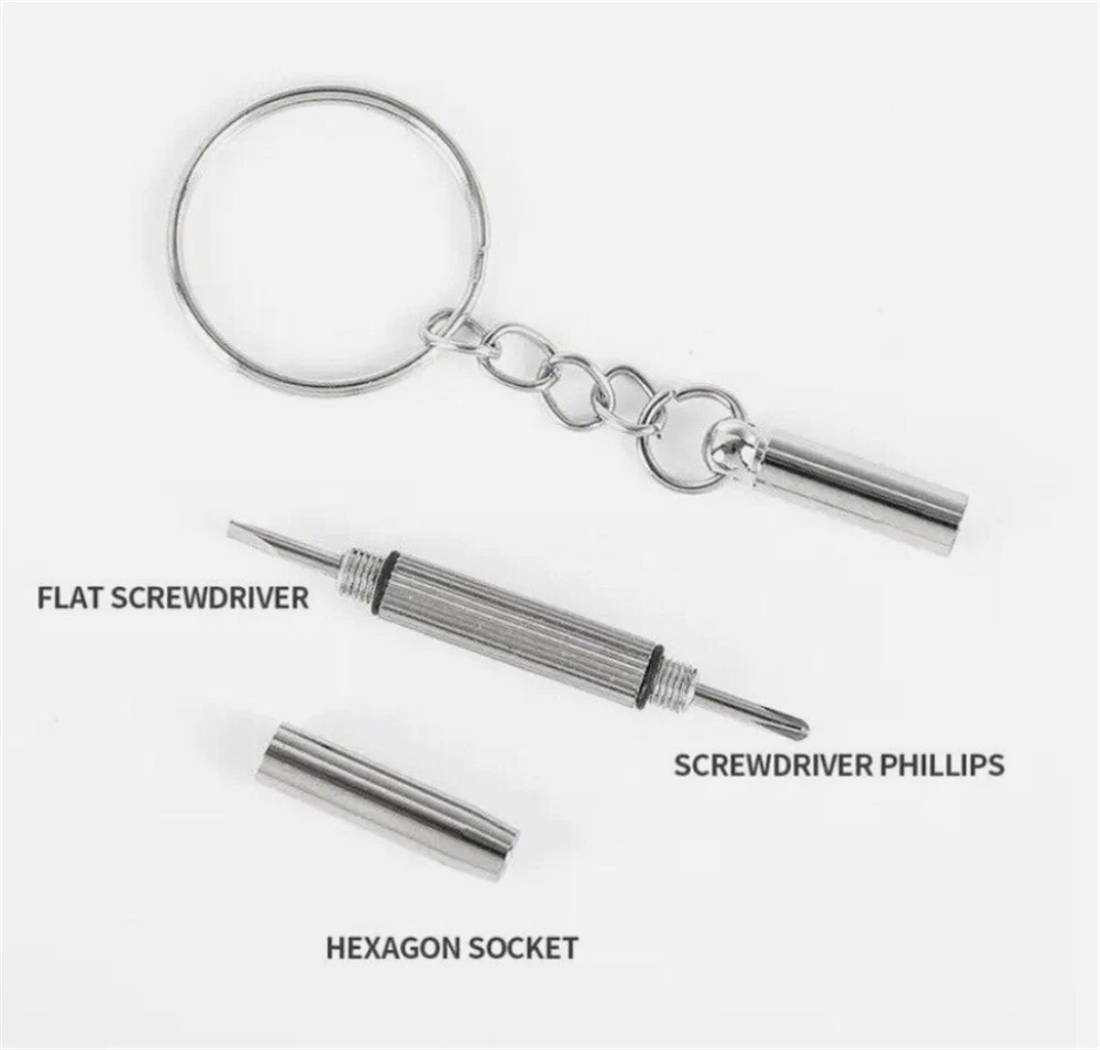 2X 3 In 1 Eyeglass Sunglass Watch Repair Screwdriver Set Keychain Mini Hand Tool