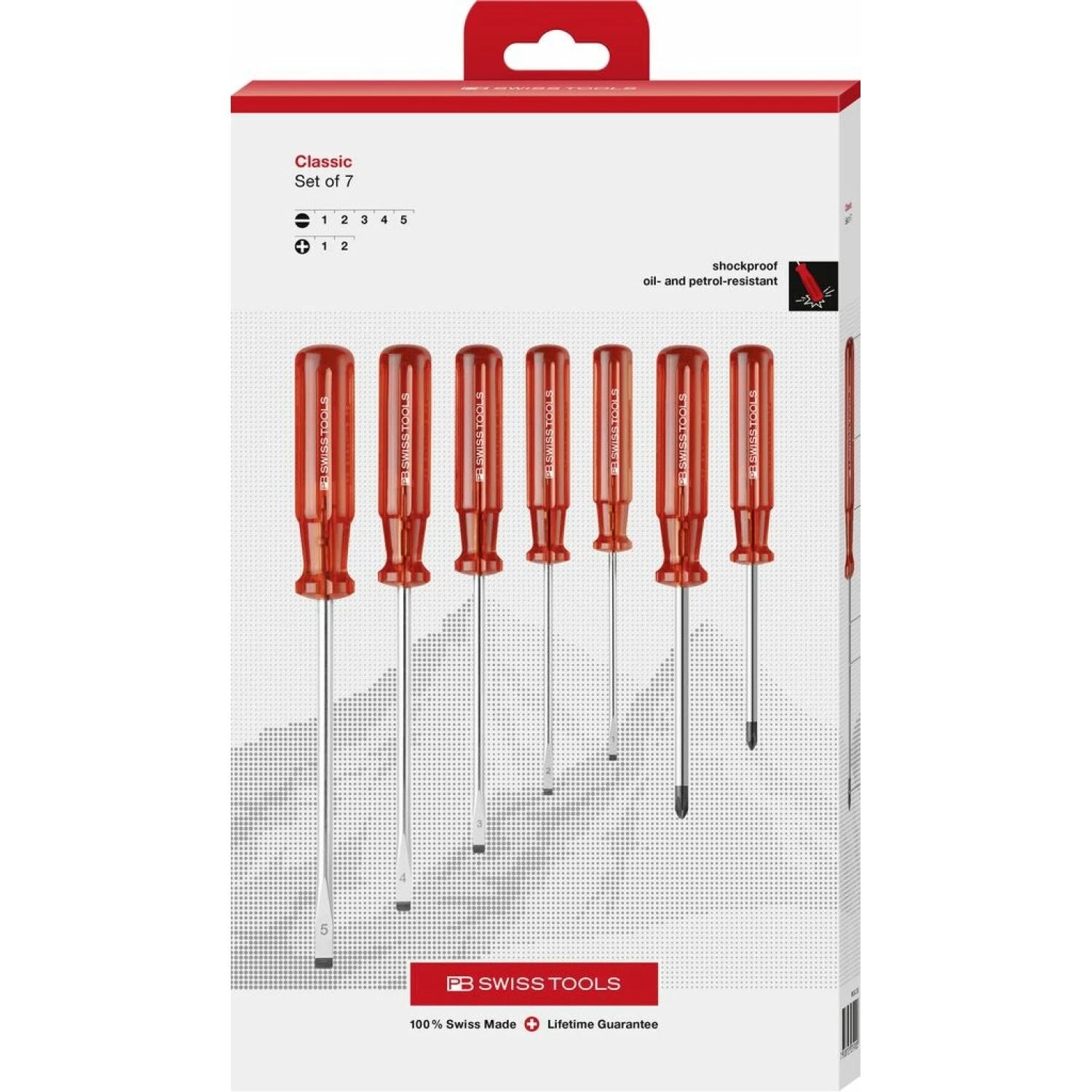 PB Swiss PB 250.CBB Classic Screwdriver Set In Paperboard Box 7 Pieces