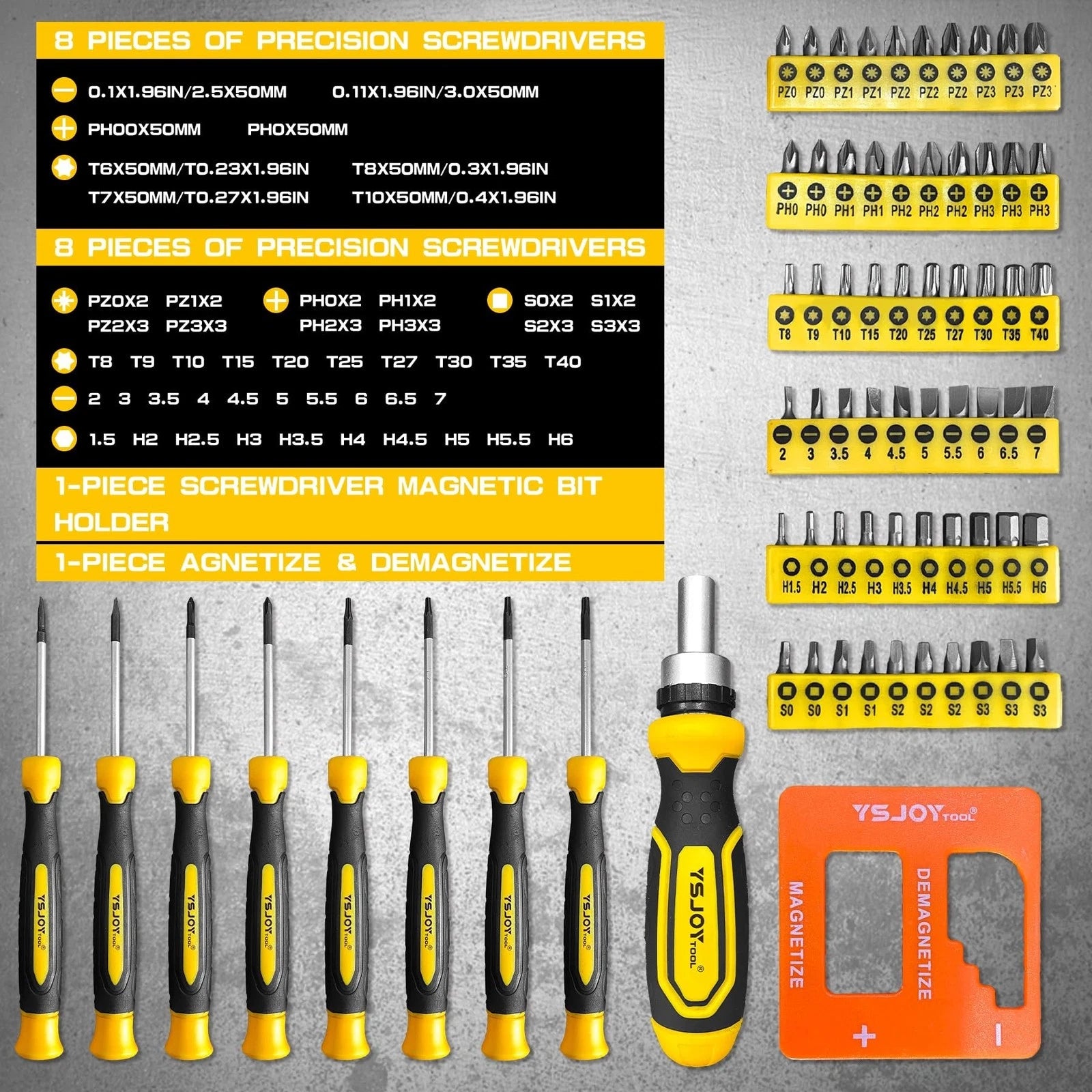 131-Piece Magnetic Screwdriver Set with Plastic Ranking, Includes Precision s...