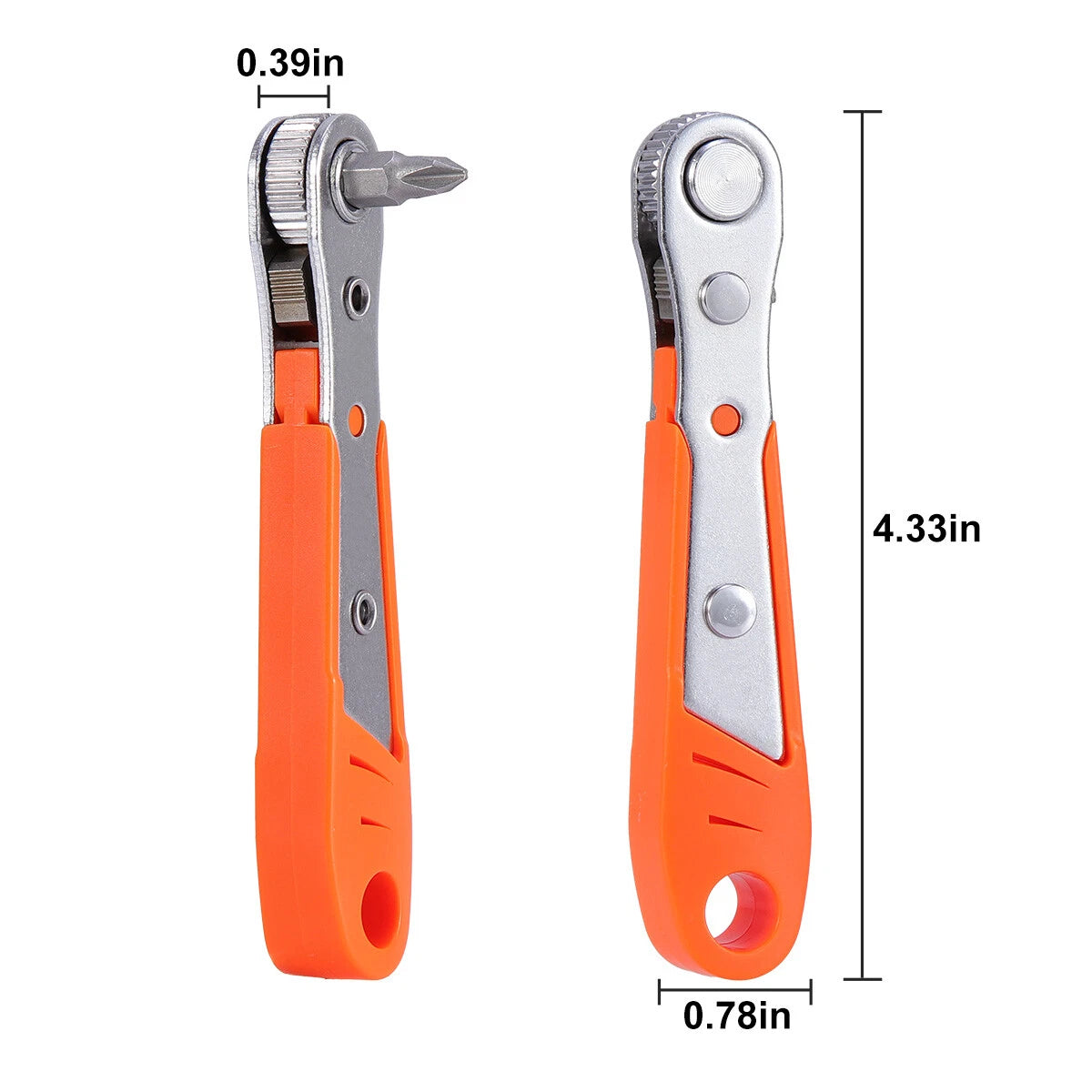 2 X Ratcheting Right Angle Screwdriver Hex Drive 90 Degree Offset+20pc Bits Set