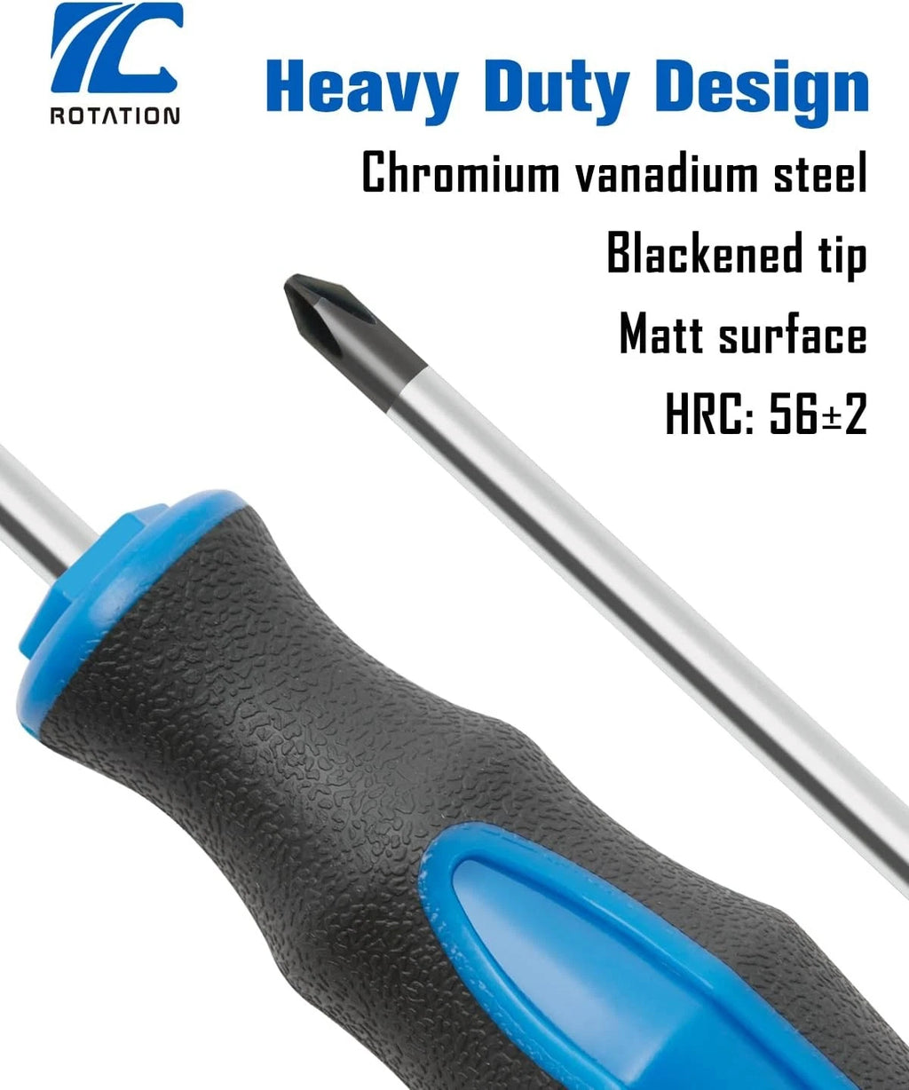 ROTATION 6PCS Magnetic Tip Screwdriver Set, 3 Phillips and 6pc_black Tip_matt