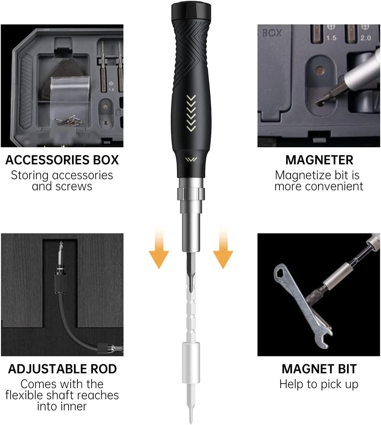 Versatile 164-Piece Screwdriver Kit with Adjustable Handle - For Professionals