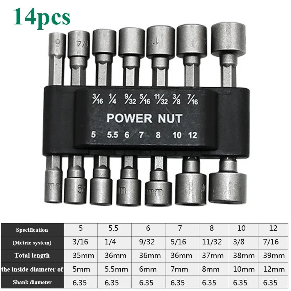 9pcs/set 5mm-13mm Hex Sockets Sleeve Nozzles Nut Driver Set Screwdriver Set Tool