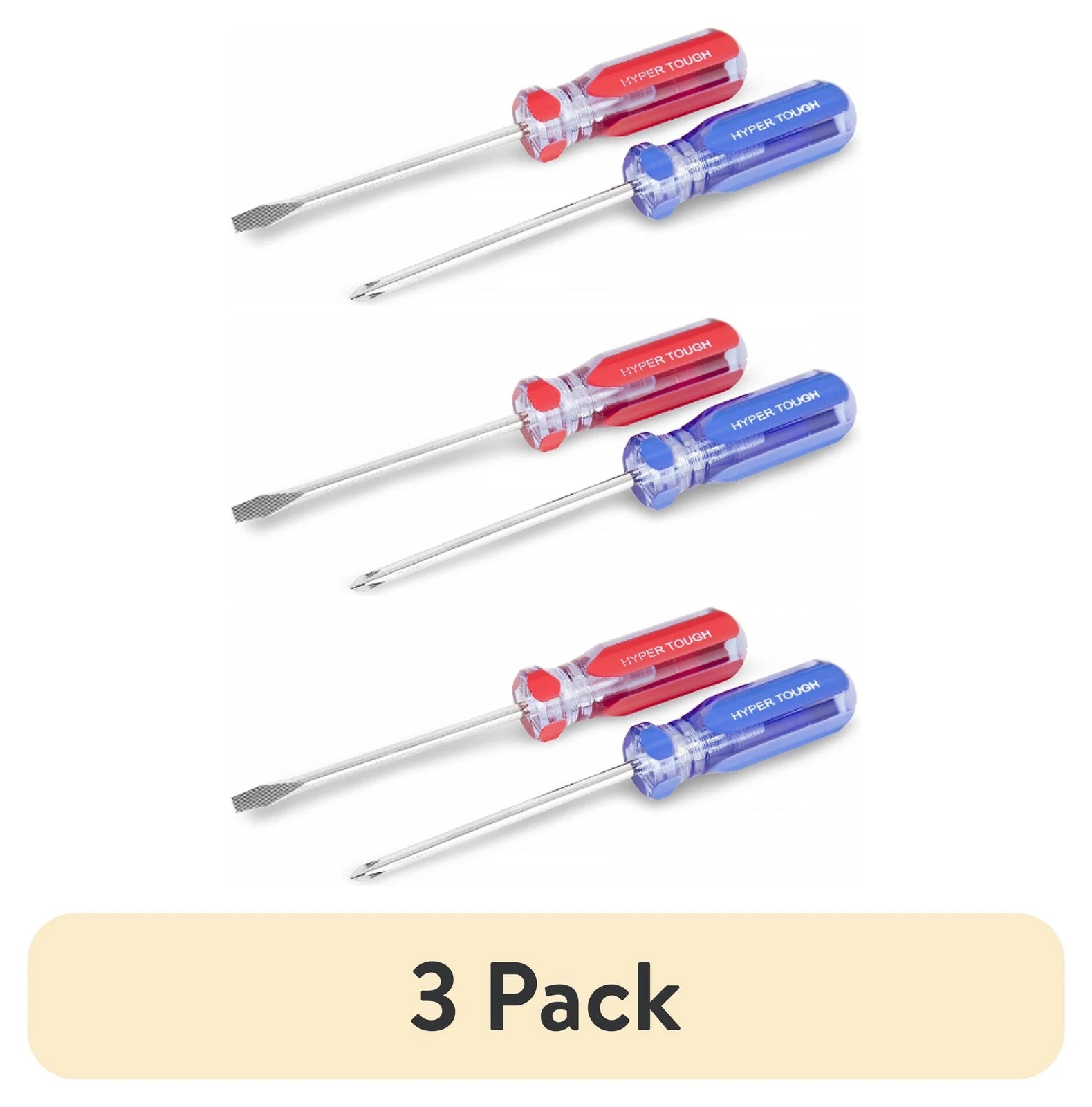 (3 pack) 2-Piece Acetate Handle Pocket Screwdriver,4 1/2-inch Screwdriver Set