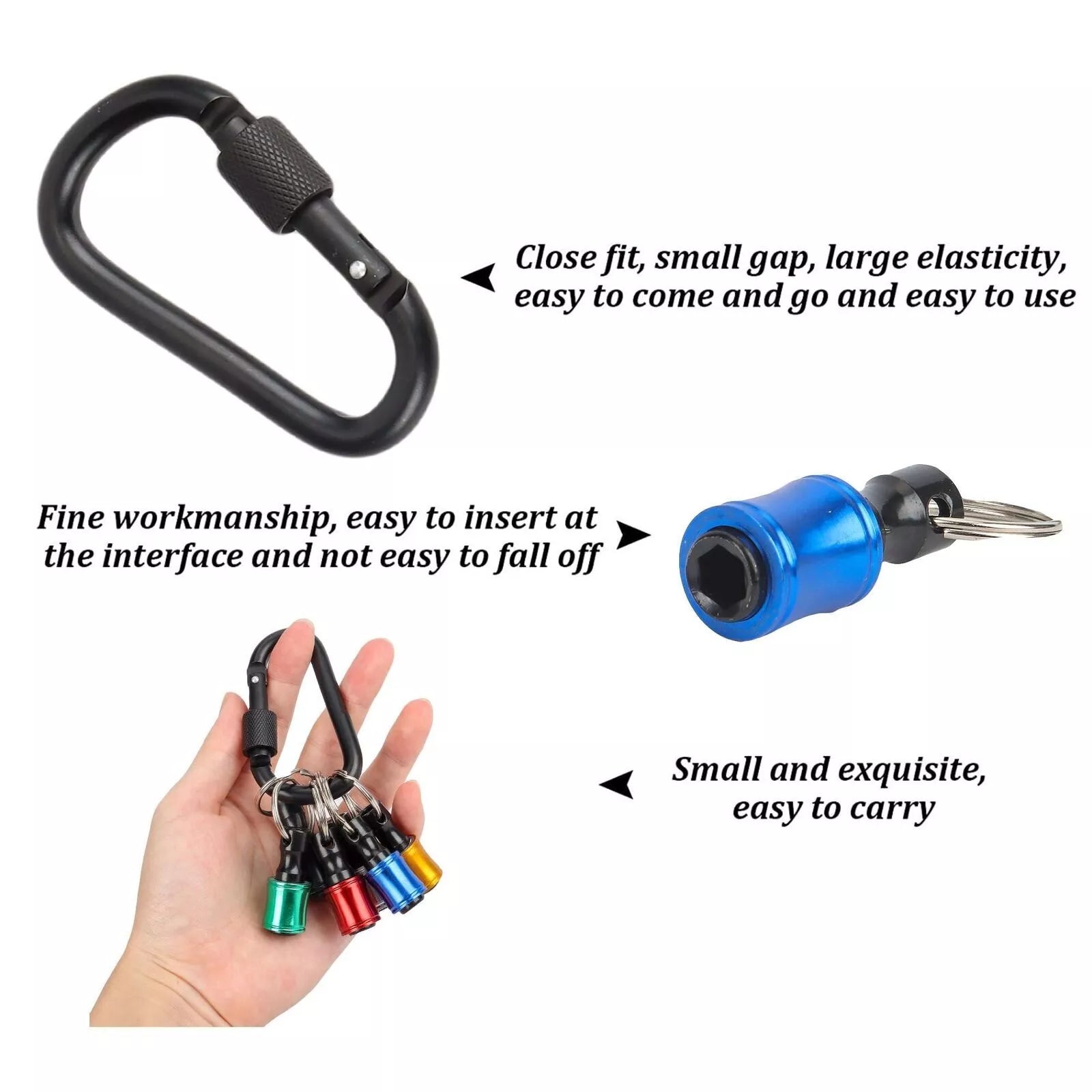 14PCS 1/4" Hex Shank Quick Release Keychain Screwdriver Drill Bit Holder Bit Set