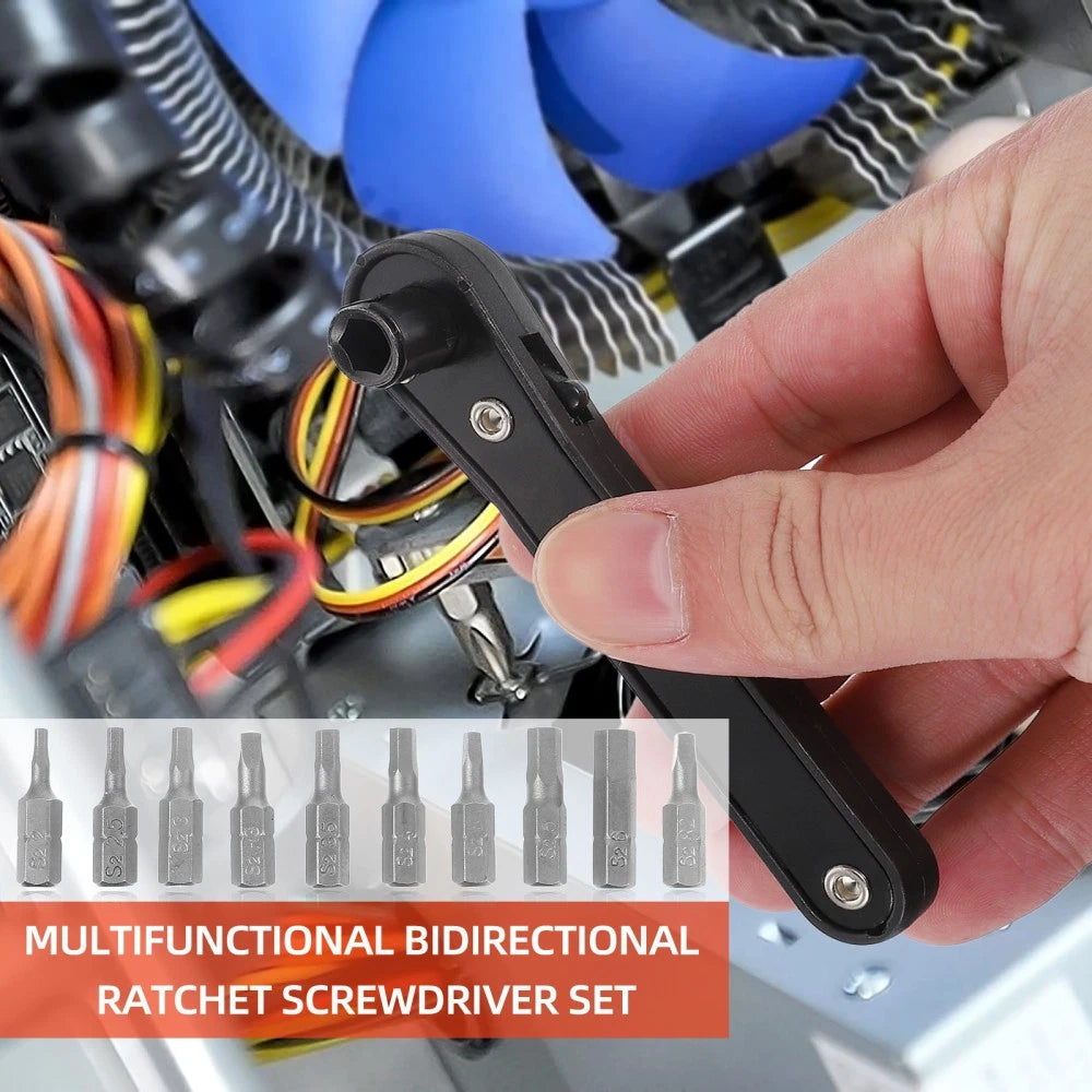 11pcs Multipurpose Steel Screwdriver Ratchet Wrench Set Home Repair Tool