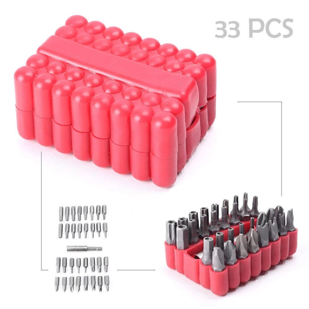 33PCS Hollow/Solid Head Screwdriver Bit Set Tamper-proof Security Tool Kit