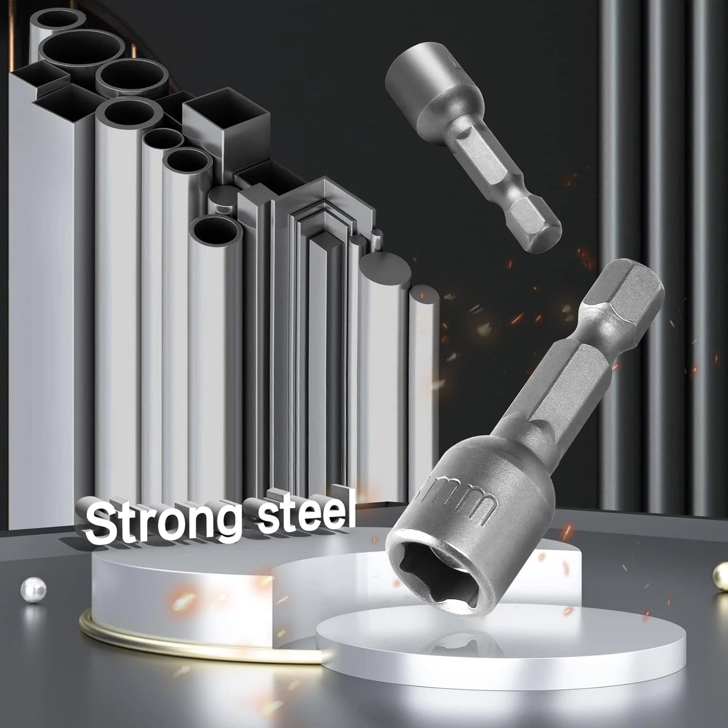 12Pcs 5/16 Nut Driver Set, 8Mm Hex Strong Magnetic Power 5/16 Drill Bit Nut Driv