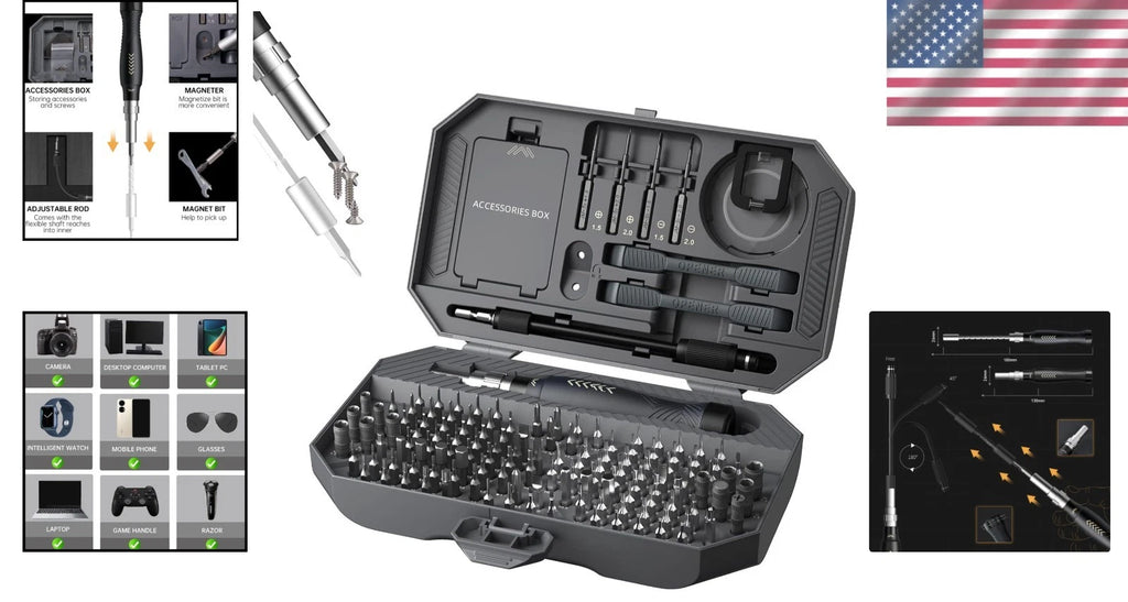 Versatile 164-Piece Screwdriver Kit with Adjustable Handle - For Professionals