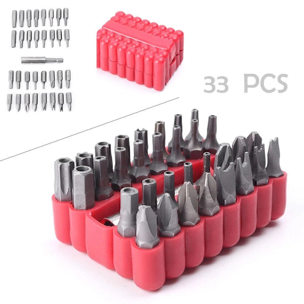 33PCS Hollow/Solid Head Screwdriver Bit Set Tamper-proof Security Tool Kit