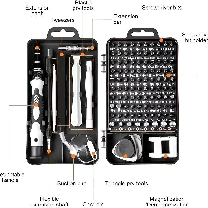 JCD 115-in-1 Precision Screwdriver Set with 98 Magnetic Bits for Repair