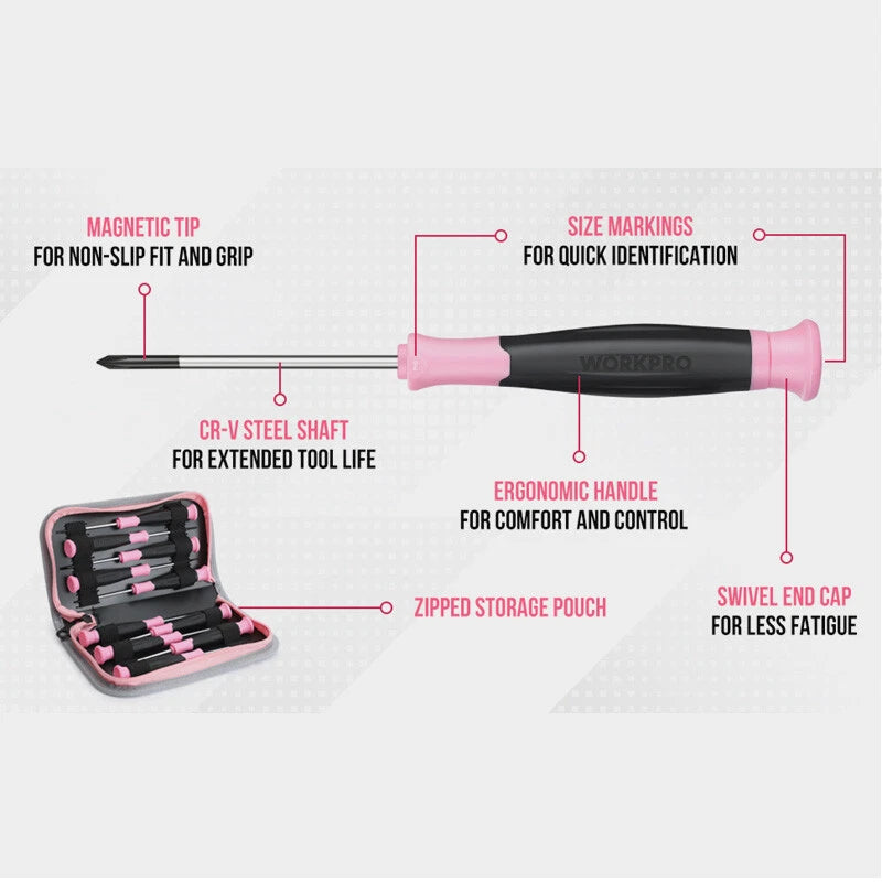 WORKPRO 10PCS Precision Screwdriver Set Slotted Torx Phillips Star Screwdrivers