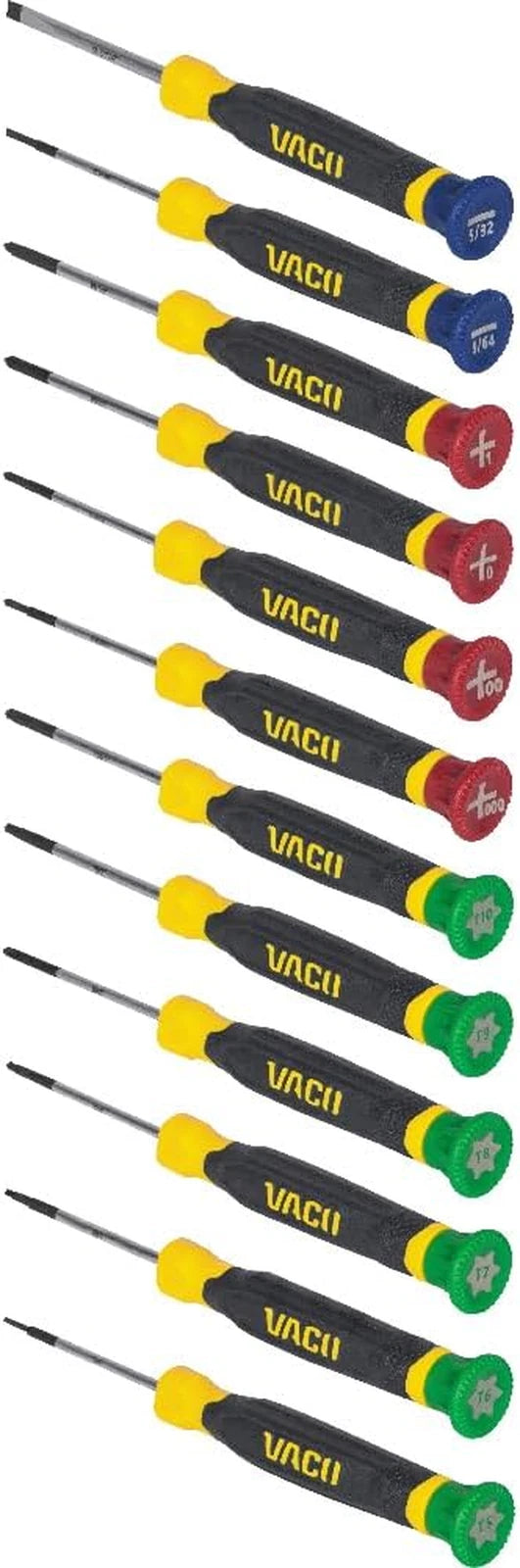 VACO VAC7123 12-Piece Precision Screwdriver Set, Phillips, Slotted, TORX with Co