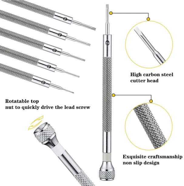 13 pc Precision Screwdriver Set for Watches 0.6-2.0mm Demagnetizer Screw Batch
