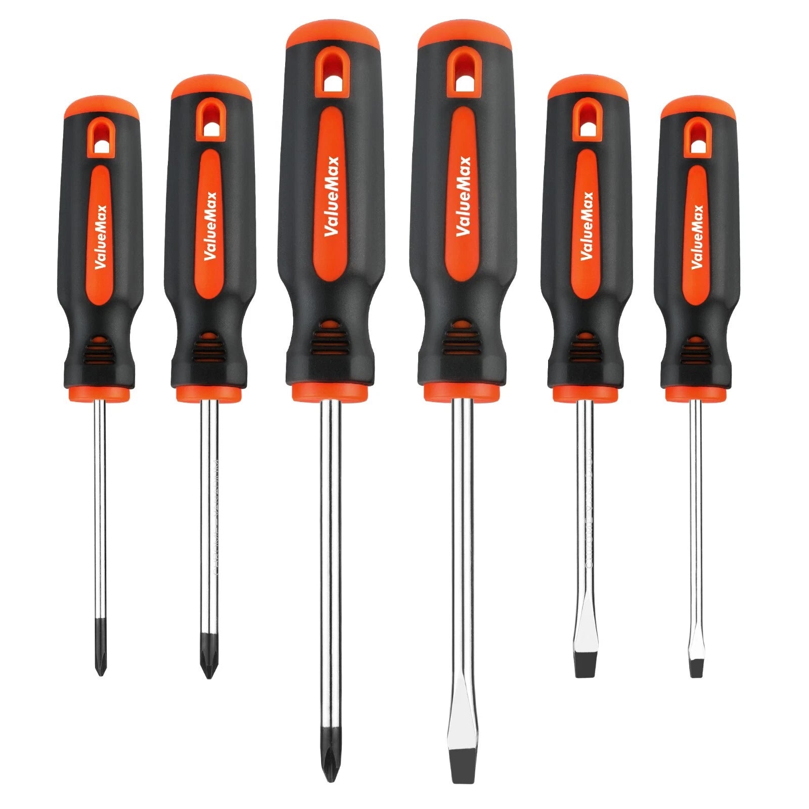 ValueMax 6-Piece Magnetic Screwdriver Set 3 Phillips and 3 Flat Tip Screwdrivers