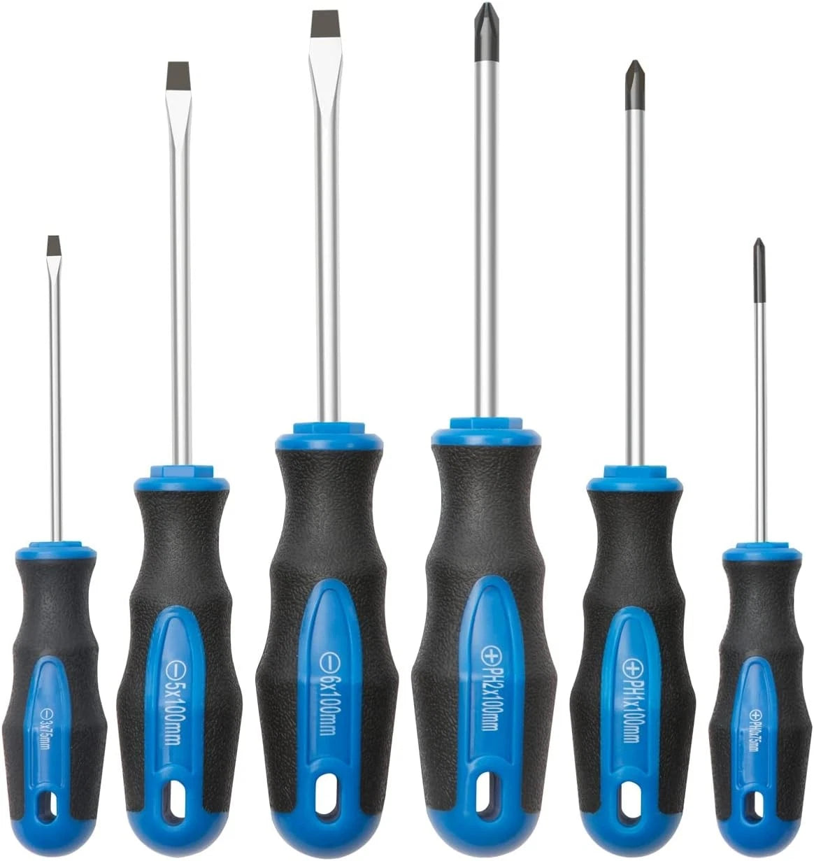 ROTATION 6PCS Magnetic Tip Screwdriver Set, 3 Phillips and 6pc_black Tip_matt