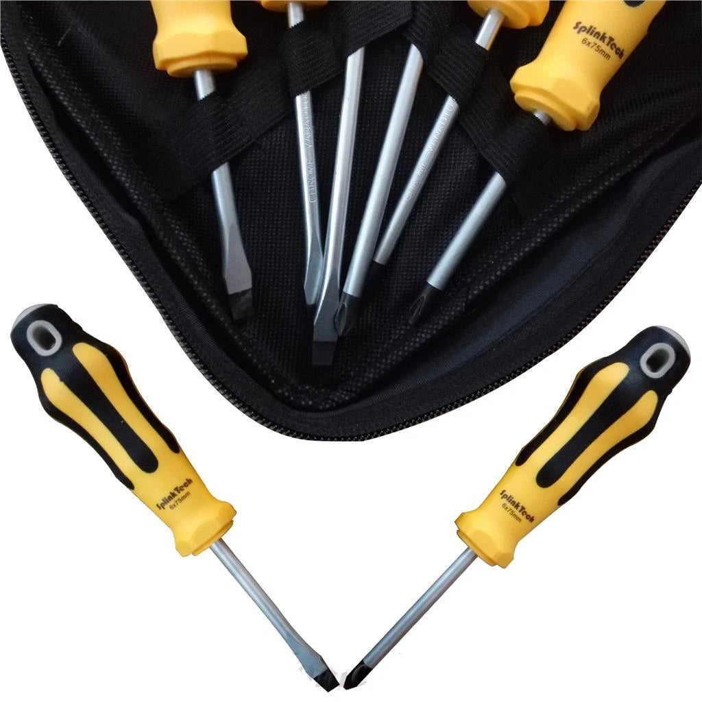 6 x Screwdriver Magnetic Set Heavy Duty Comfort Grip Philips Flat Slotted Tool