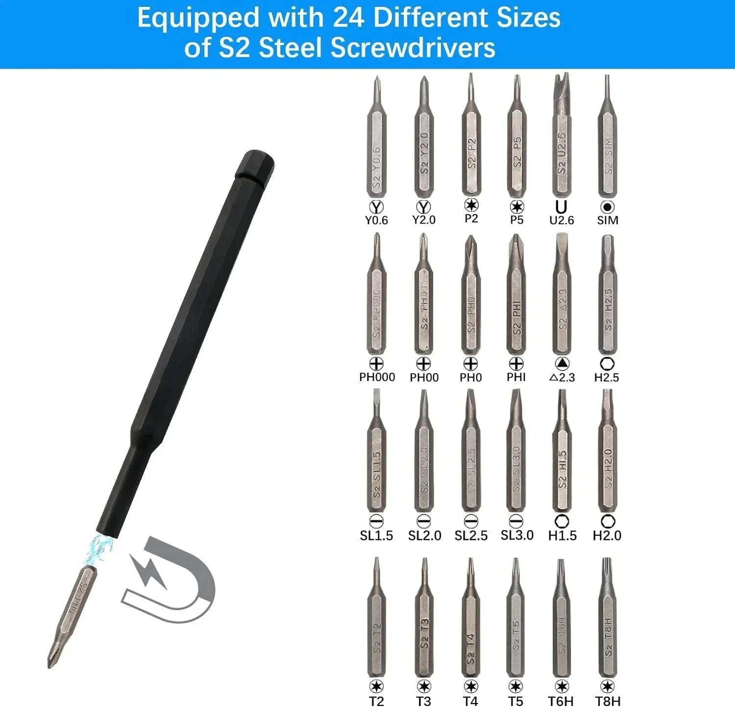 Magnetic Screwdriver Set 63 In 1 Kit Bits Precision Electronics Computer PC Phon