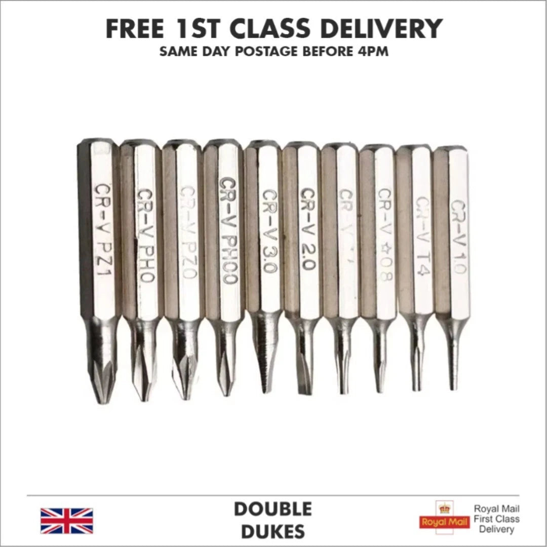 10PCS CR-V Screwdriver Bits Set PH00 PH0 PZ1 PZ0 SL3 SL2 SL1 T5 T4 Mobile Bits
