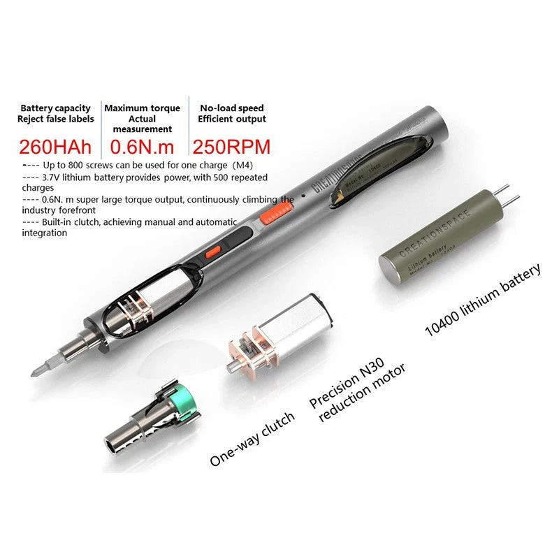 3.6V Electric Screwdriver Rechargeable Screwdriver Set with LED Light 3 Torque