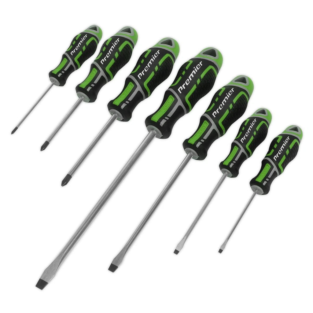 Sealey Grip Max 7Pc Screwdriver Set - Hi-Vis Green AK4325HV-