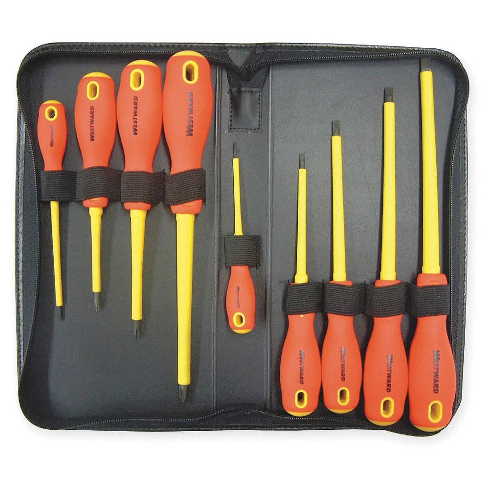 WESTWARD 1YXN6 Ins. Screwdriver Set,Slot/Phillips,9 Pc 1YXN6