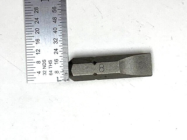 #8 FLAT INSERT BIT 1/4" HEX DRIVE SCREWDRIVER BIT 1" LONG 5 PIECES PER PACK