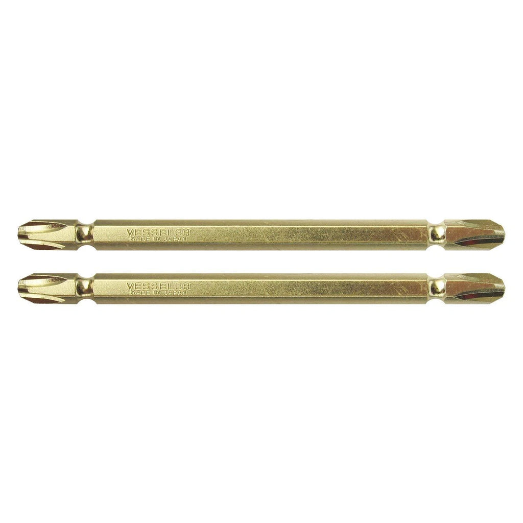 VESSEL Double End Gold Color Driver Bit Magnetic No.GM14 +1,+2,+3 45-200mm Japan