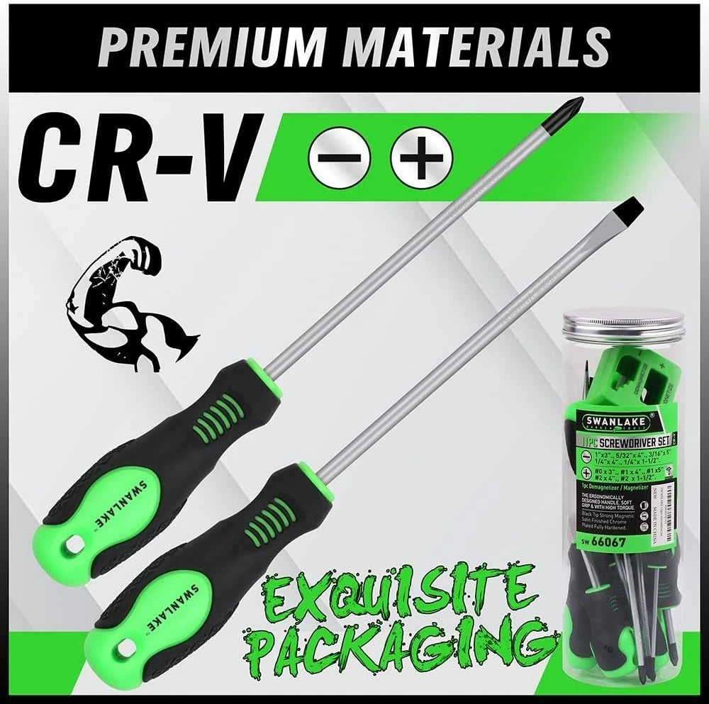 Juego de 11 destornilladores magnéticos con puntas profesionales y agarre acolch