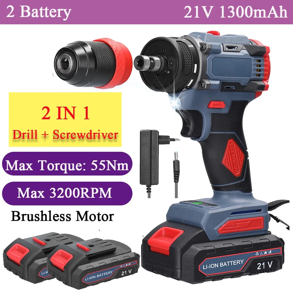 45/38Nm Screwdriver Torque Adjustable 2 Speed Control Modes Repairing Tool New