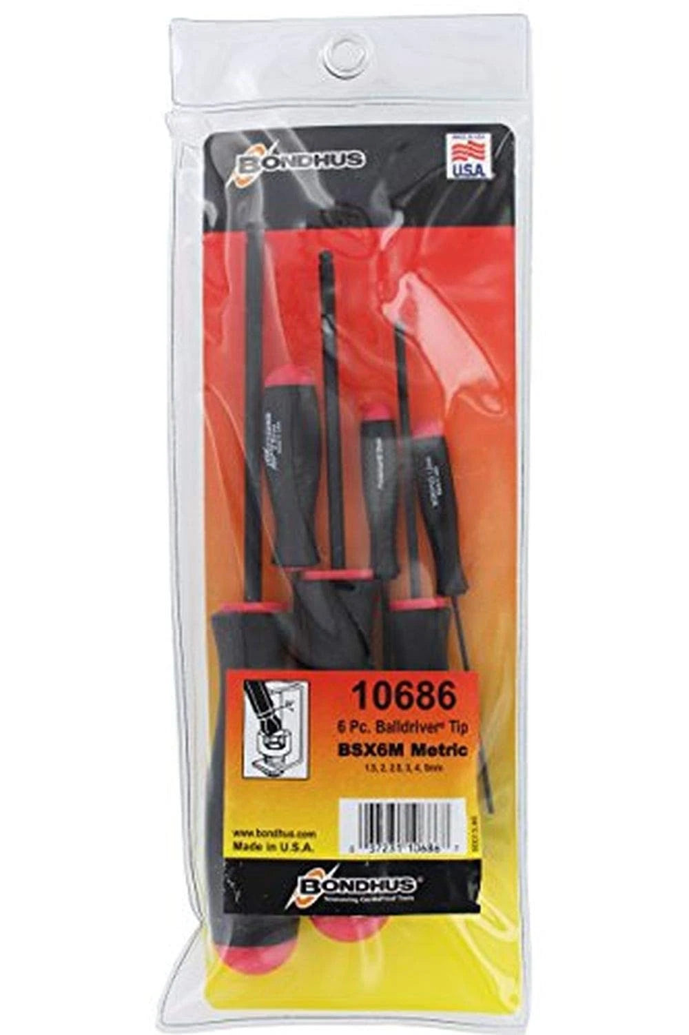 Bondhus 10686 Professional Grade Multicolor Ball End Screwdriver Set 6 Piece
