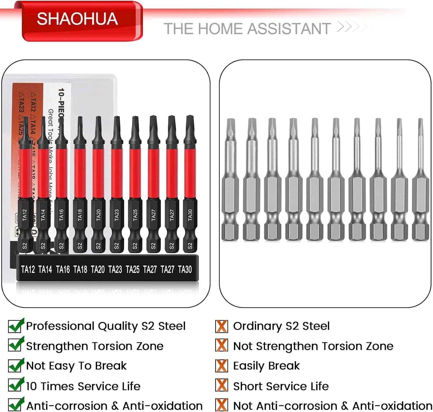 10PCS Triangle Screwdriver Bits, Impact Tough Triangle Bits Set, Upgraded S2 Ste