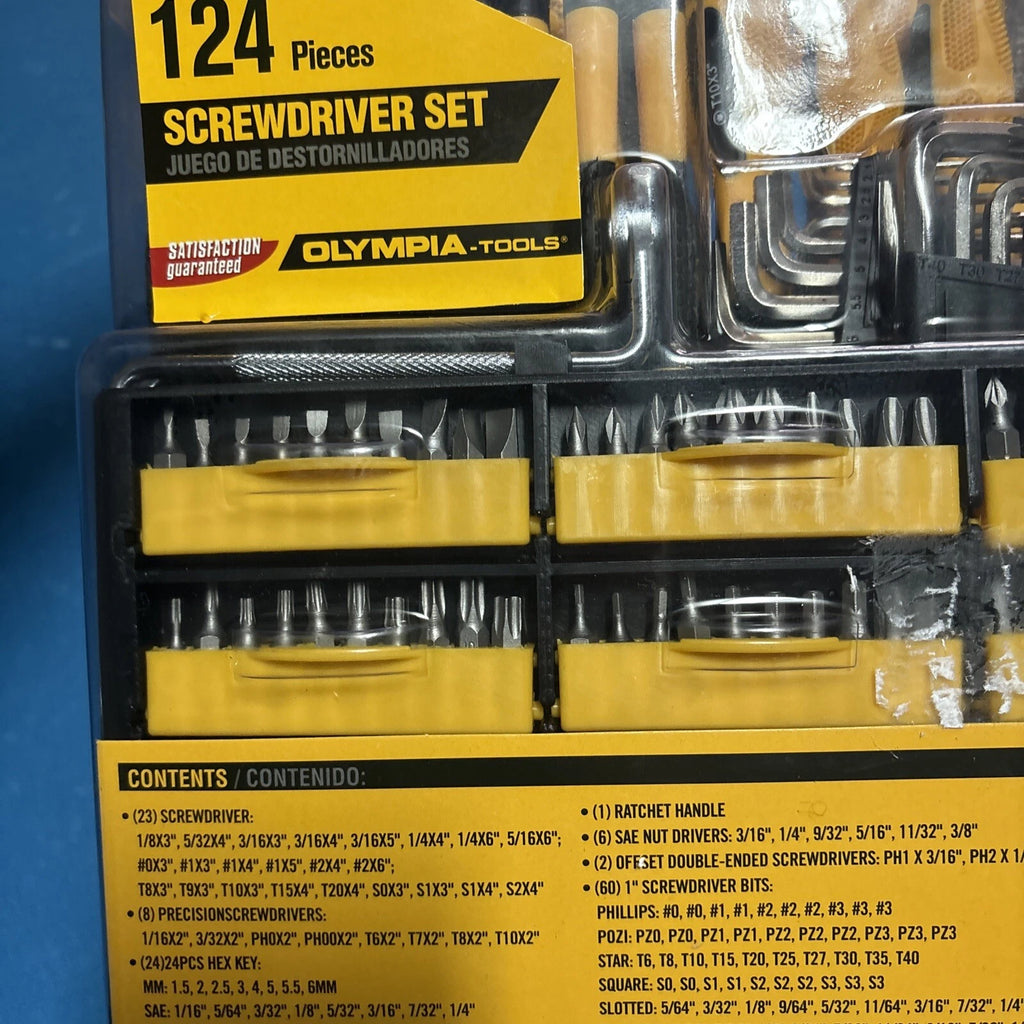 Olympia Tools 124 Piece Chrome-Vanadium Screwdriver Set, Slotted & Philips  More