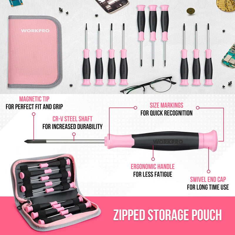 WORKPRO 10PCS Precision Screwdriver Set Slotted Torx Phillips Star Screwdrivers