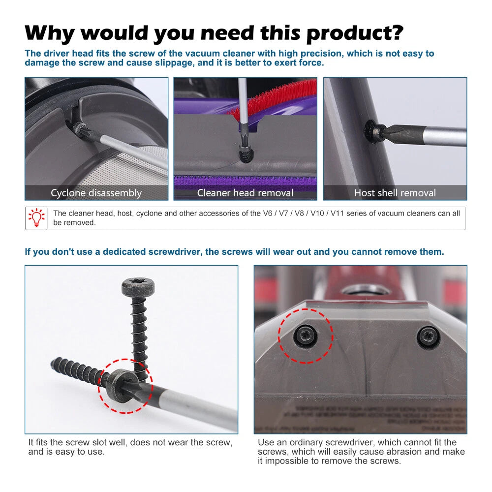 Screwdriver Set for Dyson V11/V10/V8/V7/V6 Vacuum Cleaner Disassembly Tool