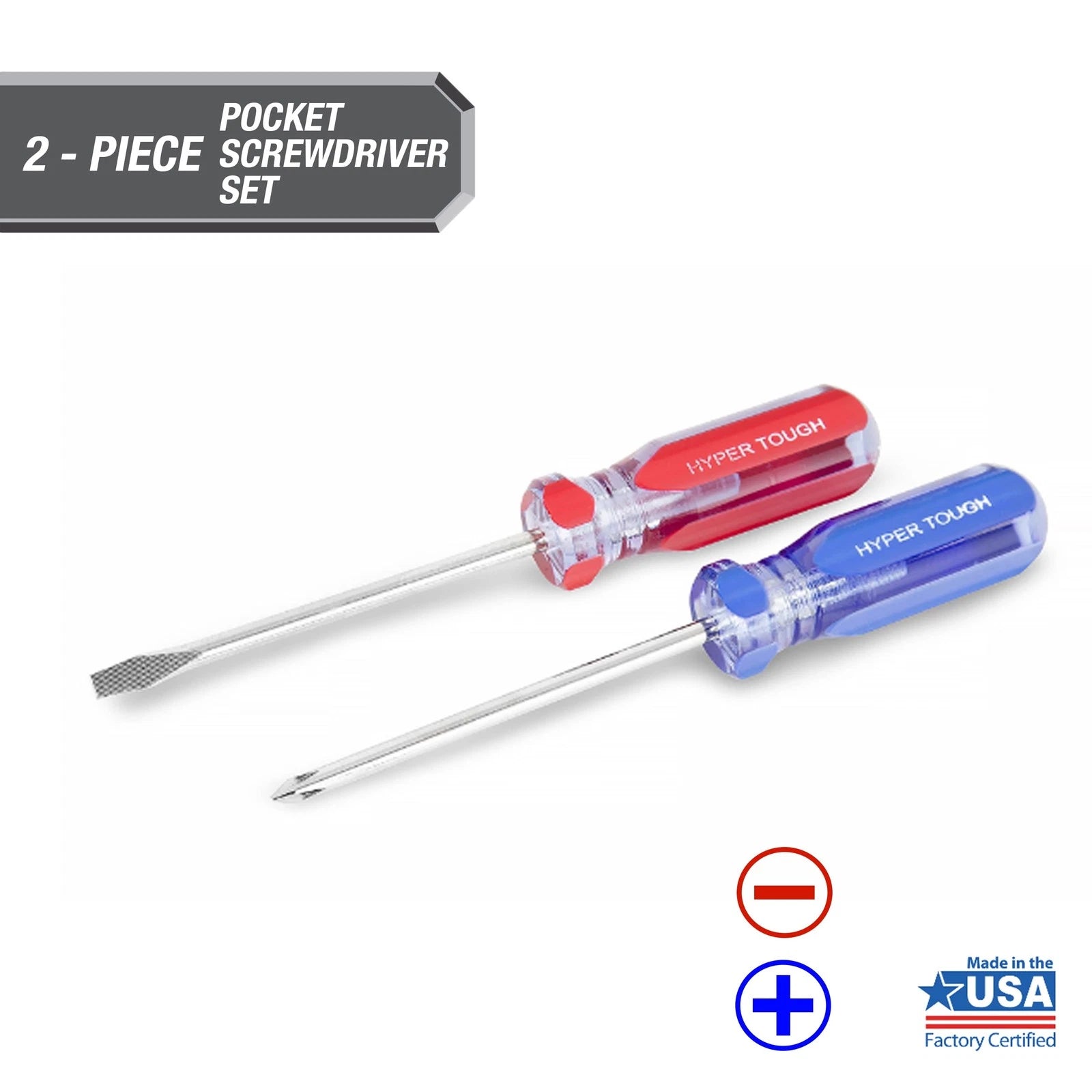 (3 pack) 2-Piece Acetate Handle Pocket Screwdriver,4 1/2-inch Screwdriver Set